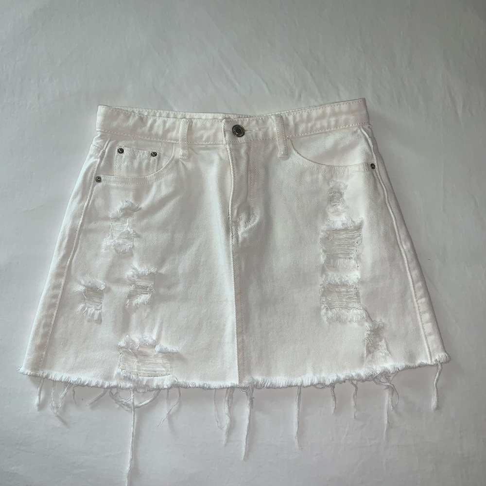 White jean skirt
